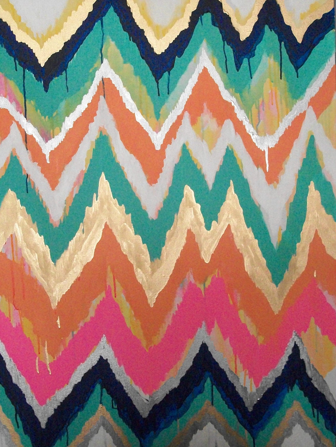 Original ikat chevron 30x40 Painting by Jennifer Moreman