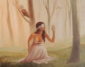 Surreal archival printTeaching Herself to See created from oil painting by David Joaquin