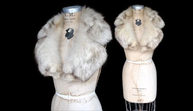 Fox Fur Collar / 1960s silver fox / clip on