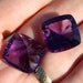 HUge AAA Gem Purple Amethyst 45.8ct Faceted Concave Square Briolette Drop Bead Pendant Focal Matching Pair