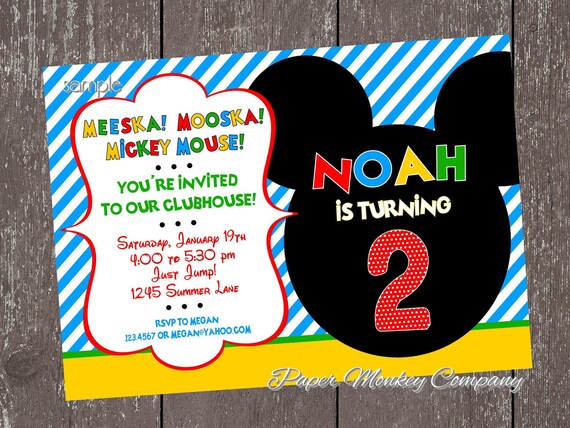 Mickey Mouse Birthday Invitation ... 1.00 each with envelope Il_570xn