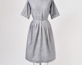 1950's Gray Shirt Dress - Red Trim - Secretary - School Teacher - NWT - missfarfalla