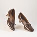 Vintage 1960's Shoes Buckles & Bows Brown Patent Leather