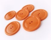 Tangerine big button -  6 vintage 2 holes plastic buttons 35mm - AnnyMayCraftSupplies