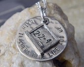 Math Teachers Make Life Add Up Blackboard Handstamped Necklace