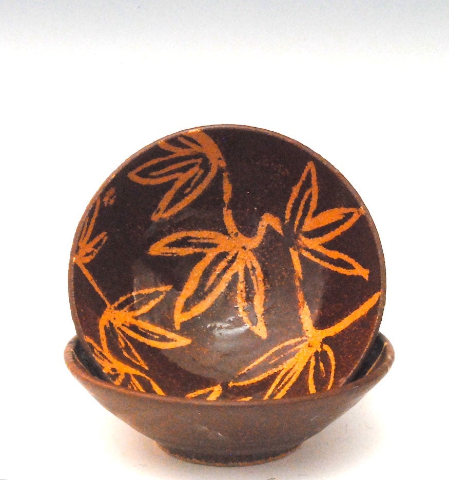 Wheel thrown Serving Bowl - Flora vine Cereal Bowl