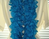 Hand Crochet Sashay Ruffle Fashion Scarf Style II/Turquoise