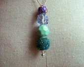 Beaded Stackable Necklace- Purple, Gold, Teal Green Jewel Tone Large Beads-Ball Chain Necklace