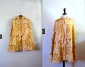 vintage 1960s Cape // Mustard Floral Cape
