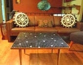 Mid Century Modern Tile Coffee Table. 1950s Coffee Table. Minimalist. Black White Wood