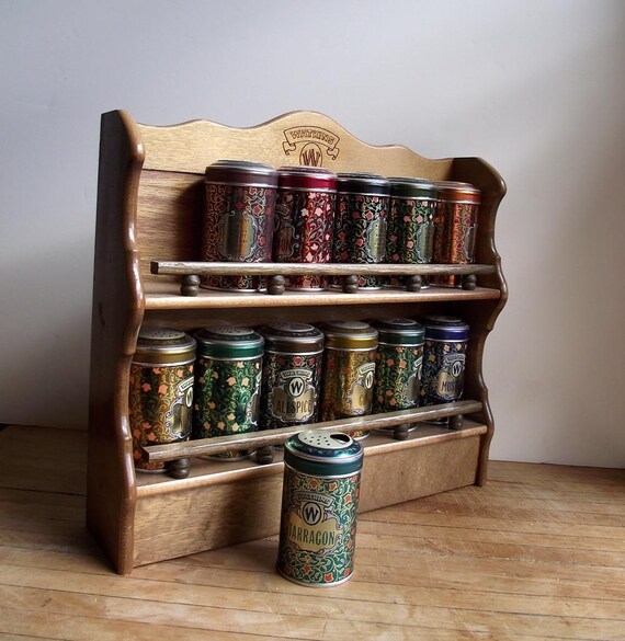Watkins Spice Rack. Vintage 80s Spice Tins. by judygovintage