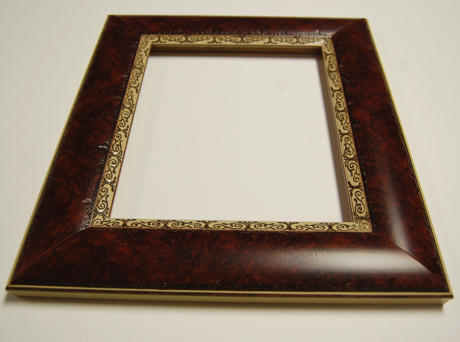 8 x 10  PICTURE FRAME  Custom Cut  Two Tone Wood Picture Frame - Professional Framer