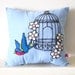 Appliqué Throw Pillow with Tattoo Style Birdcage and Swallow READY TO SHIP