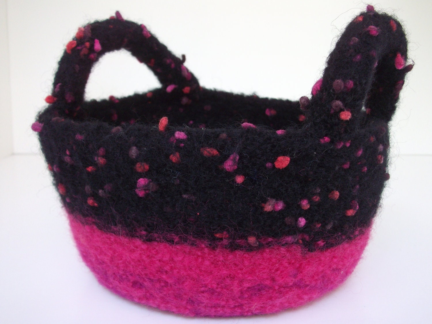 Confetti handled wool basket- knitted & felted