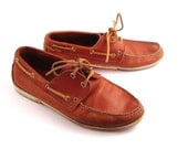 Distressed Boat Shoes Vintage 1980s  Carmel Brown Leather Women's size 10