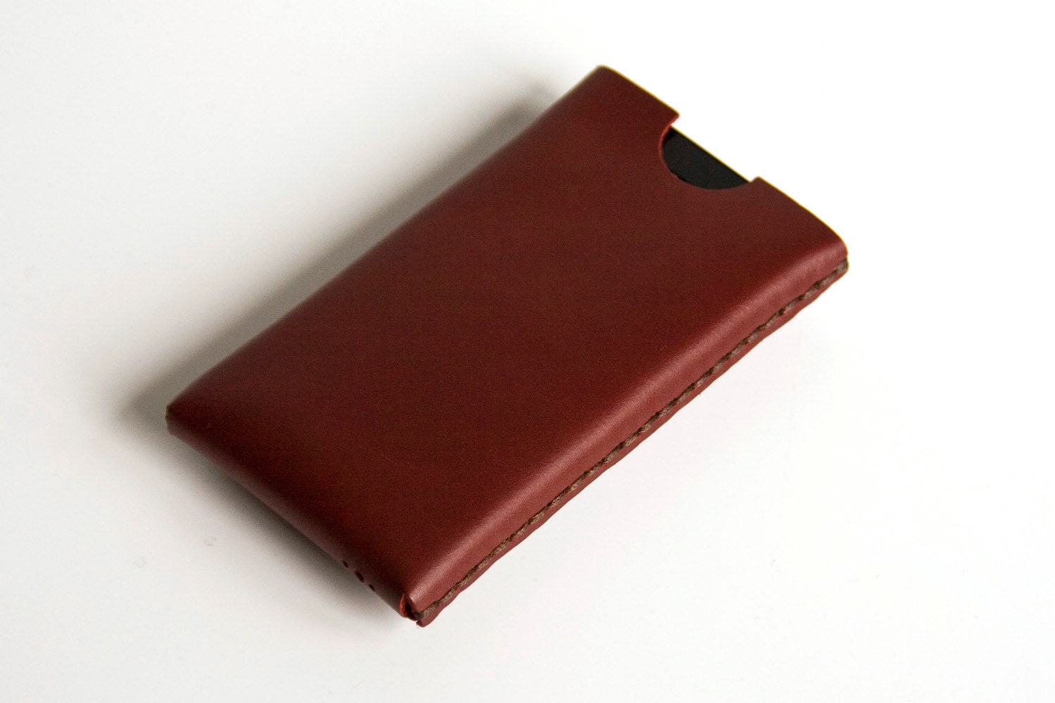 iPhone / iPod Touch / Smartphone Case - Hand Stitched Leather - Cherry Red / No Tab - FREE SHIPPING