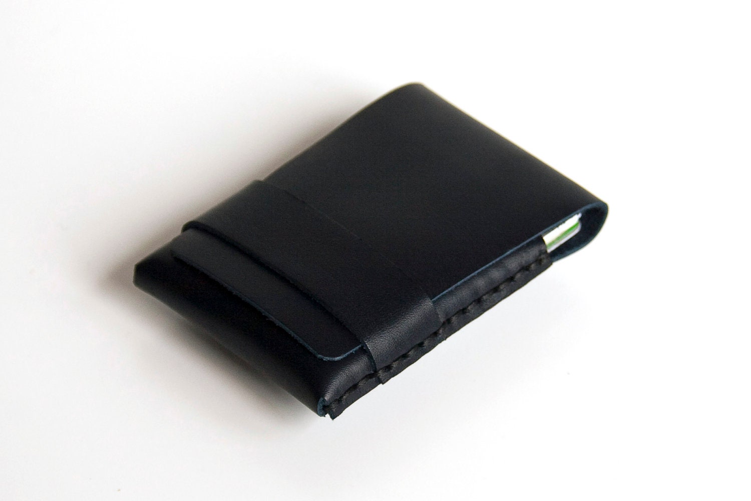 Leather Wallet - Cardholder - The original 'Minimum Wallet' - Hand Stitched - Steel Blue - FREE SHIPPING