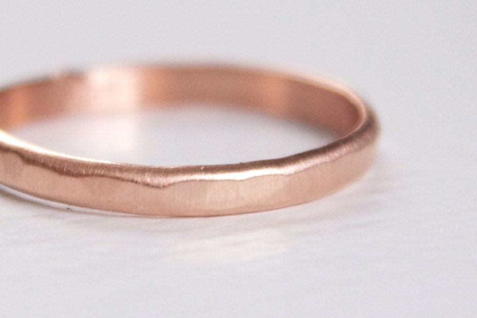 14k Rose Gold Textured Ring Recycled Wedding Band Modern Matte Finish