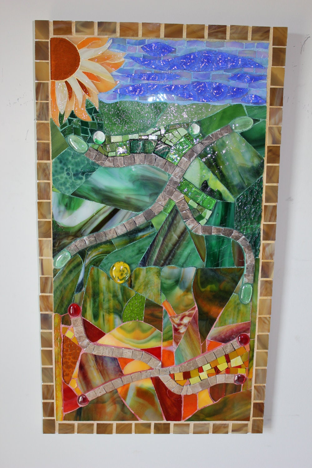 Mosaic, Multi Media, Summer, Autumn, Greens and Reds
