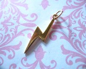 Shop Sale.. 24k Gold Vermeil LIGHTNING BOLT Charms Pendants, 1 pc, LARGE, 29x6.5 mm, harry potter charms designer mila kunis art only