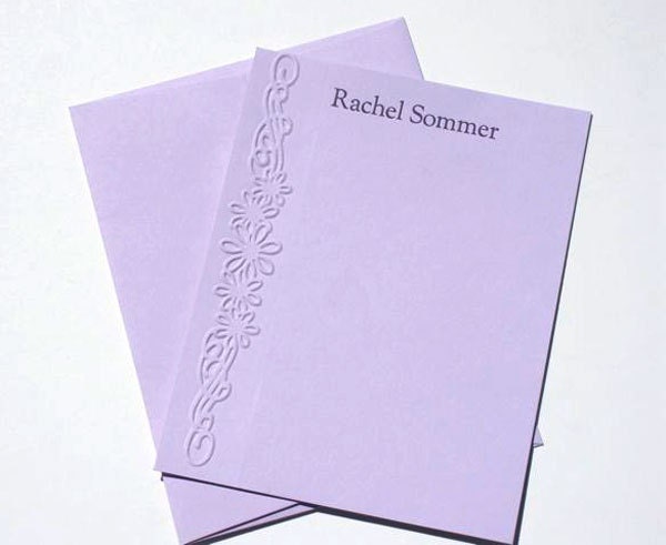 Personalized Flat Note Cards - Flat Notes - Stationery - Stationary - Embossed