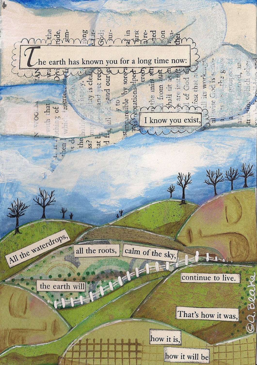 Mixed Media Original Painting Nature Hills Poetry by A.Blake Paintingbliss