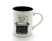 Writers Mug with Typewriter Funny Gift for Author or Lover of Writing