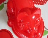 Vintage Red Plastic Cat Jello Mold or Beach Toy
