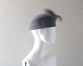Gatsby chic 1970s Gunn Trigere Beverly Hills grey flannel felt hat - vintage designer millinery - NWT dead stock vintage