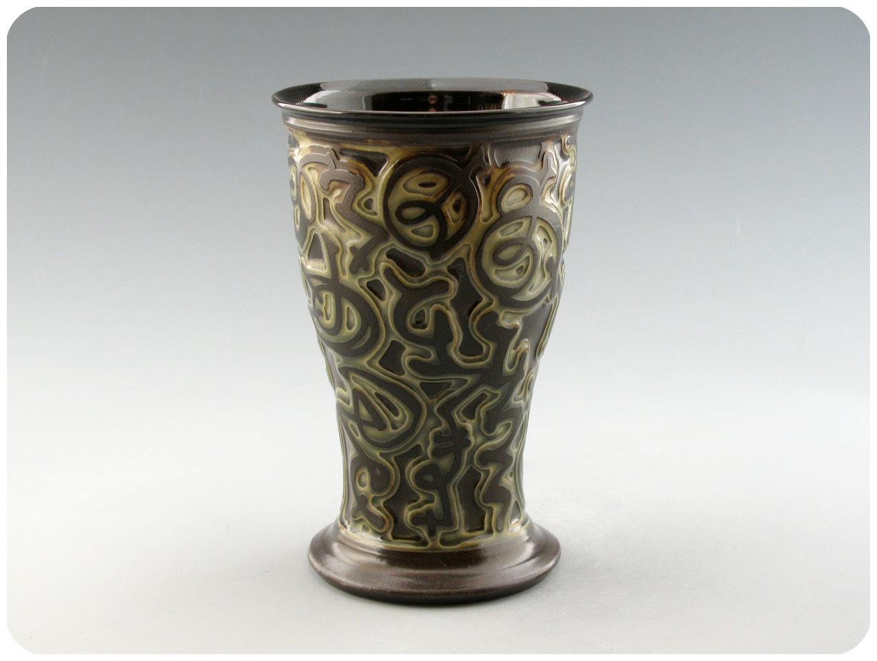 Porcelain Pilsner Beer Glass Etched