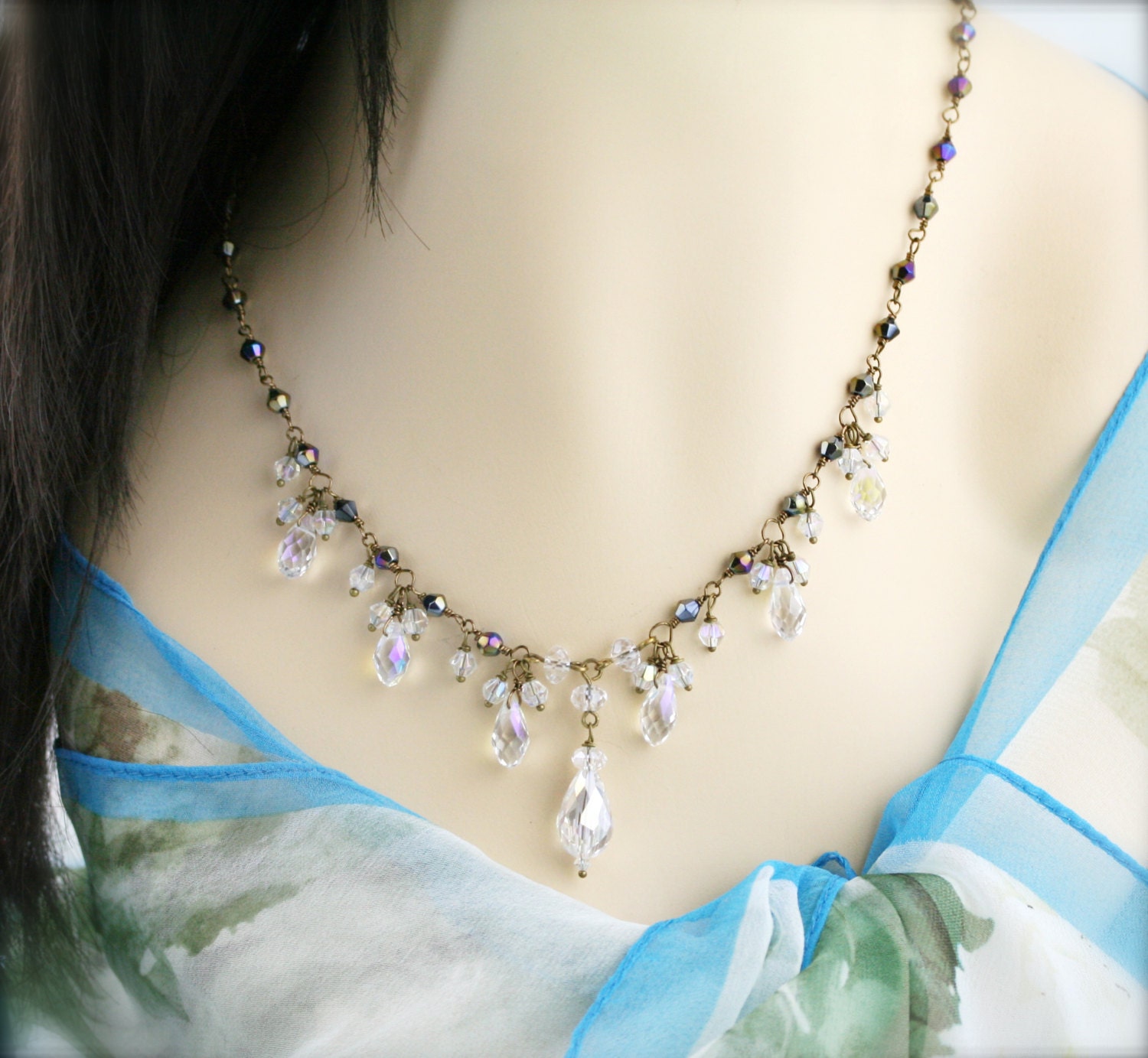 Ice aurora necklace - glass crystal