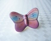 Vintage Porcelain Butterfly Brooch Purple Pink and Blue