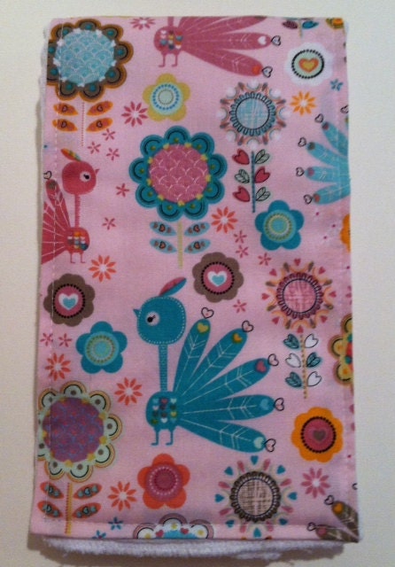 Burp Cloth- Peacocks and Flowers