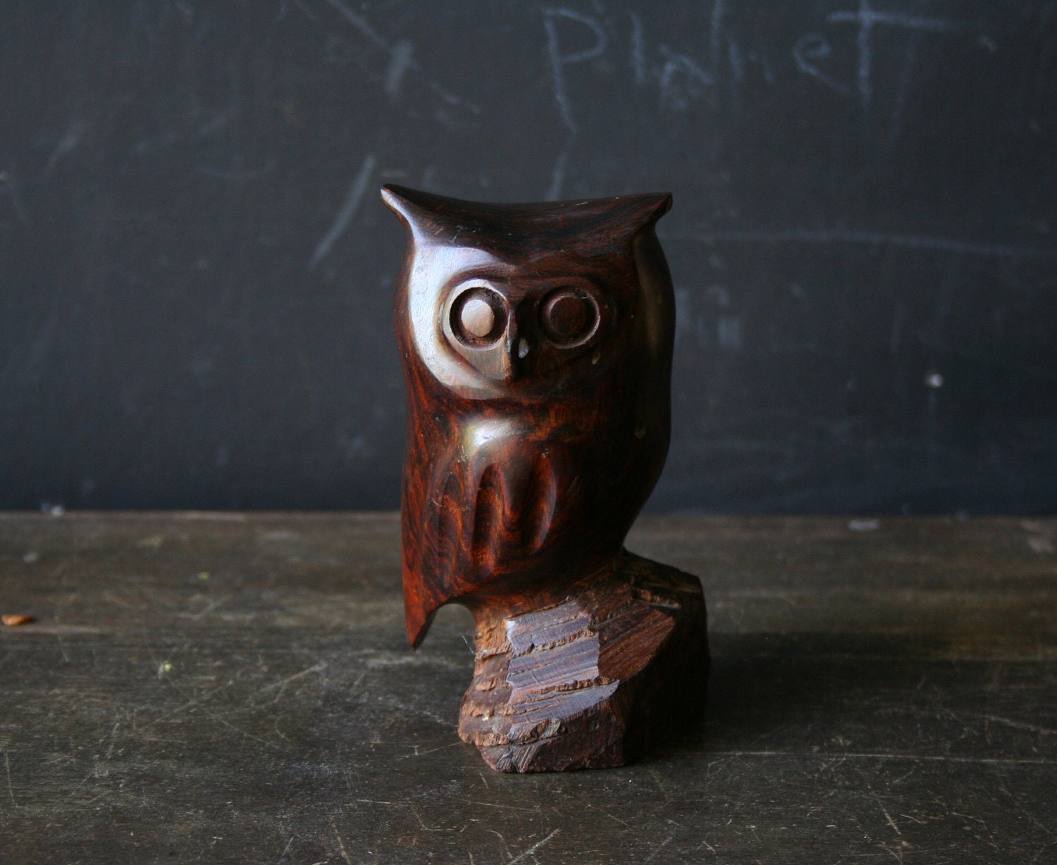 Vintage Owl Carved Wood Mid Century Modern