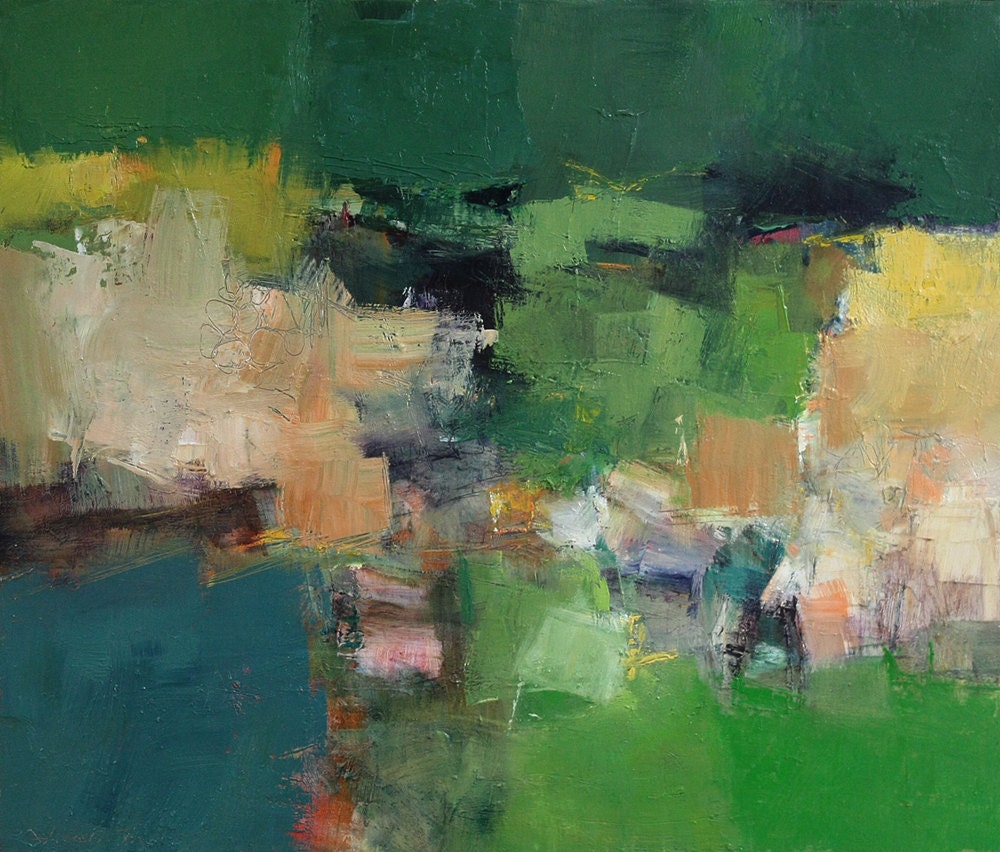 August 2012 - 1 - Original Abstract Oil Painting - 45.5 cm x 38.0 cm (app. 17.9" x 14.9")