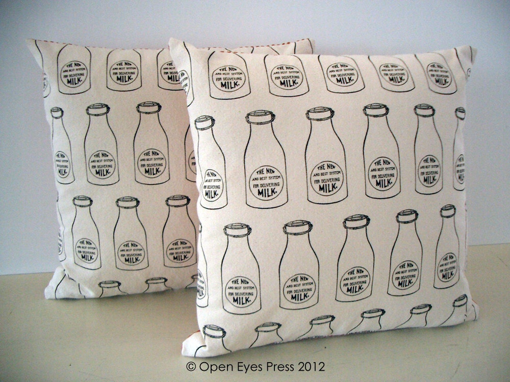 Pillow /// STRIPED MILK BOTTLES