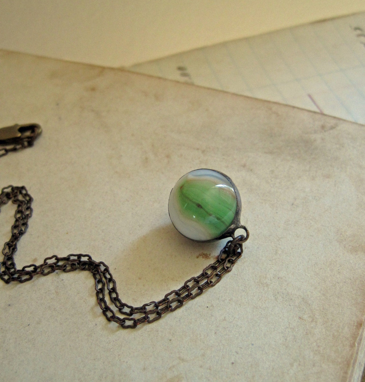 Fresh Greens Vintage Marble Necklace Jewelry