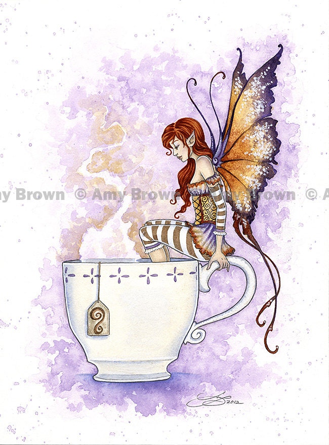 Warm Toes Tea Fairy 8.5x11 print by Amy Brown
