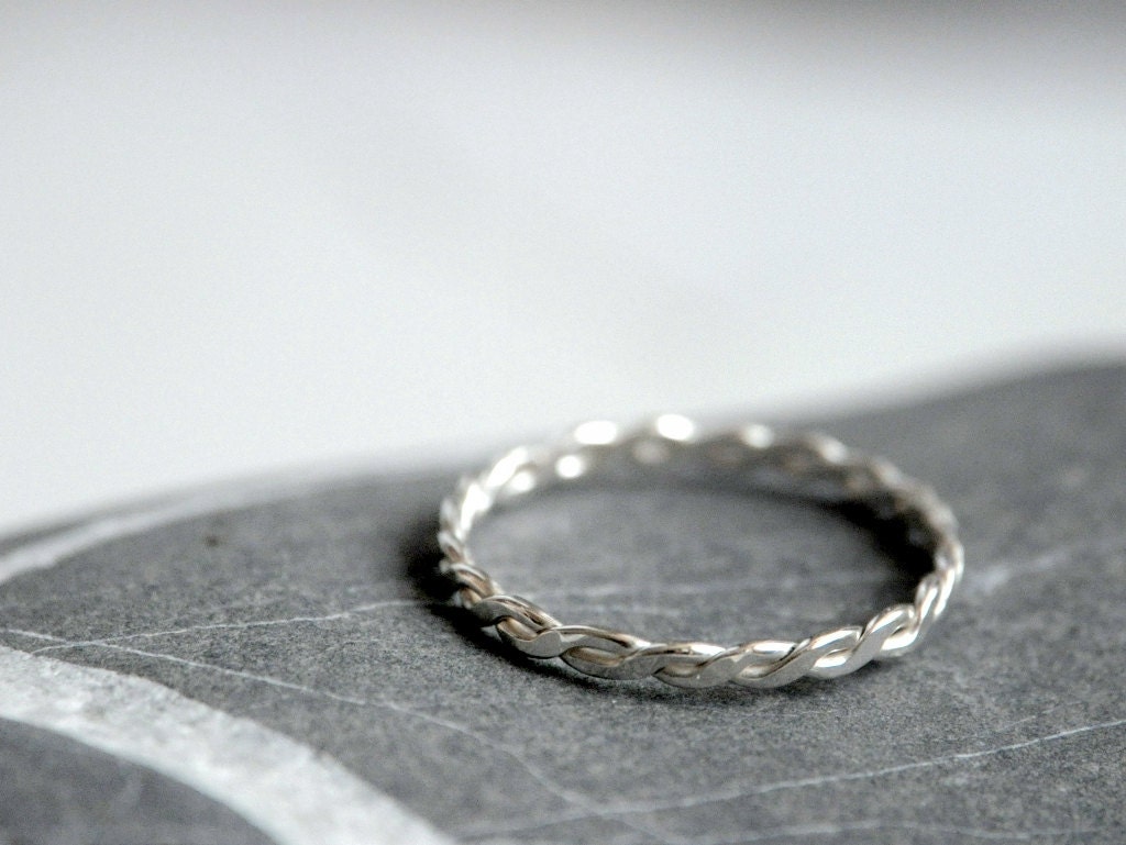 Braided Sterling silver ring - stackable - Made To Order