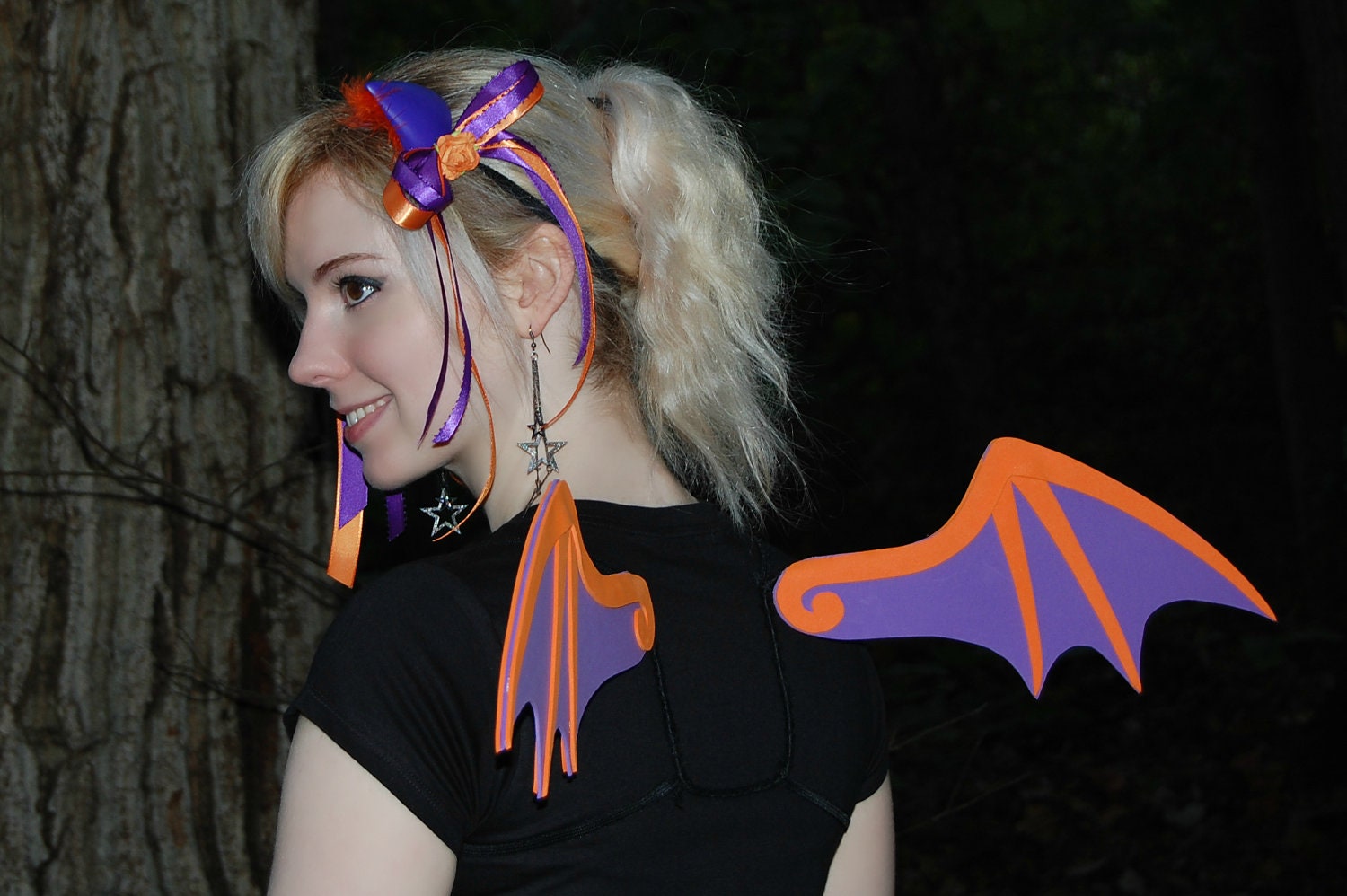 Halloween Limited Edition Demon or Bat Wings Purple and Orange