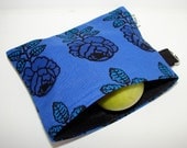 Vihkiruusu, blue  6.5 x 5 inch  Snack / Sandwich / Make up/ Baby / Toiletry Bag / Pouch / Sack