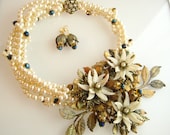 Runway OOAK Flower Statement Necklace, Wedding Jewelry Bridal Jewelry zoeJaneJewels Fantasy Flower Collection