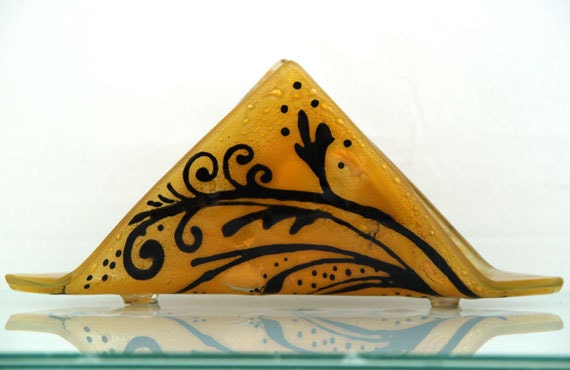 Fused glass  napkin holder,Retro ornament series design