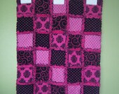 Hot Pink and Black Damask Baby Blanket / Raggedy Quilt