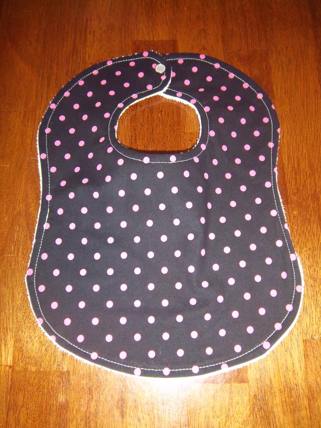 Black with Hot Pink Polka Dots Bib