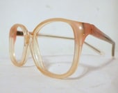 VERY Small 80s Mod Clear Peach Eyeglasses /  Sunglasses Frames/ Vintage Women's Eyewear // NOS
