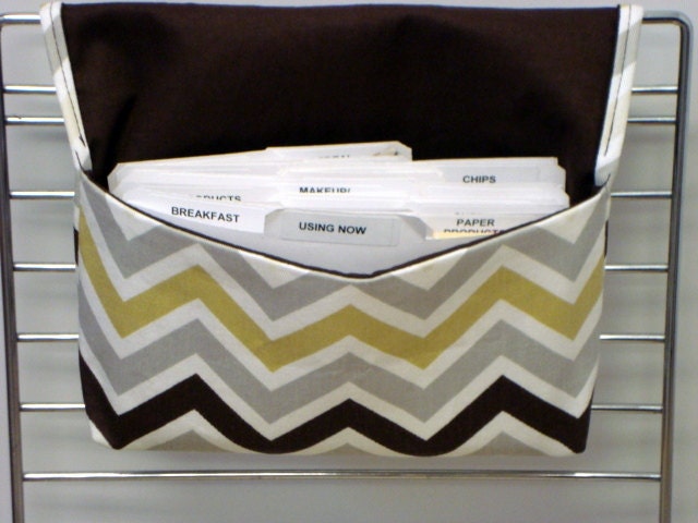 Coupon Organizer /Budget Organizer Holder  / Attaches To You Shopping Cart -  Chevron - Zig Zag - Twill River Rock
