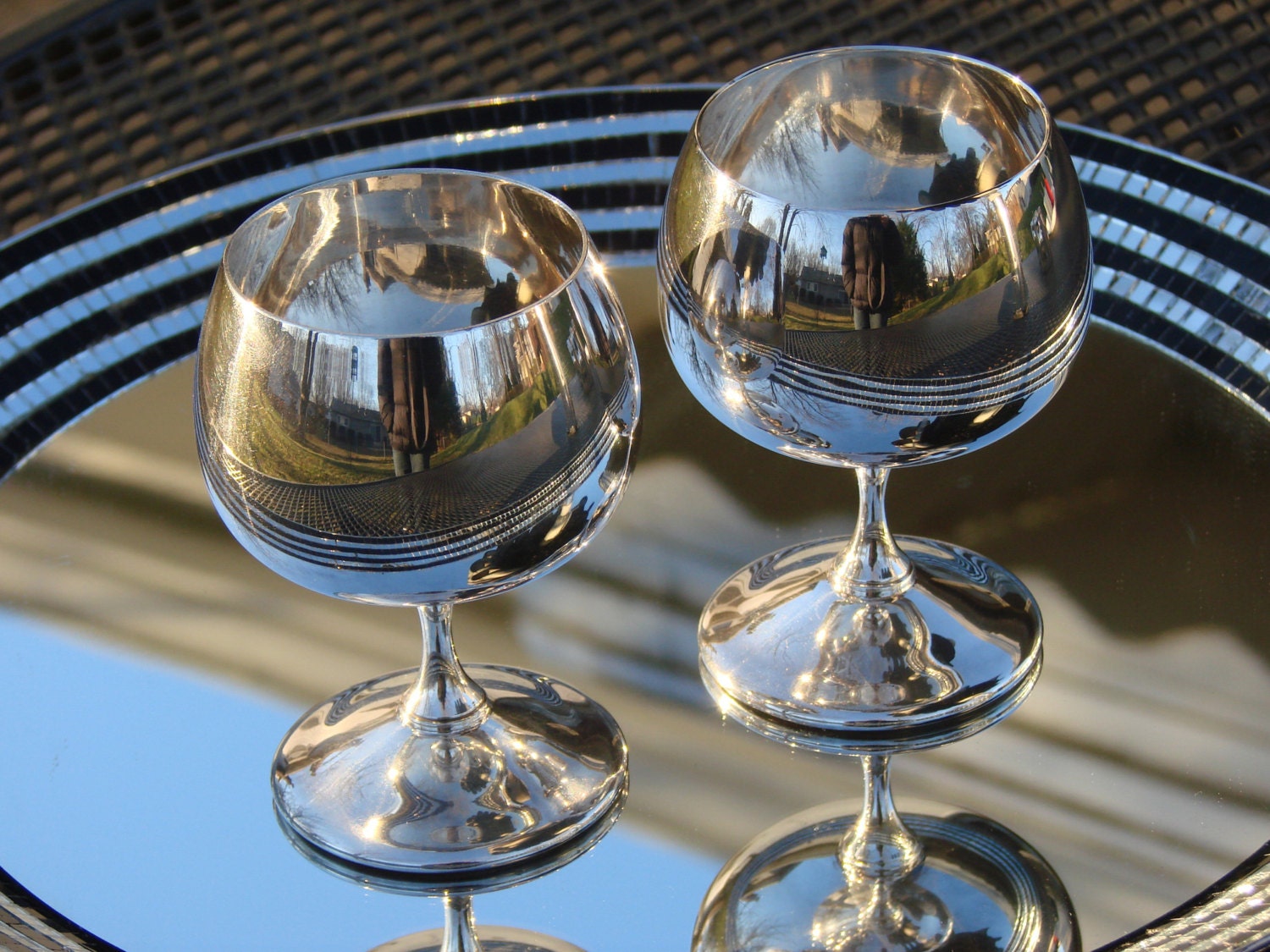 SALE //////  Vintage Silver Plated Pair of Goblets