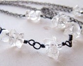 clear crystal quartz and sterling silver necklace - ice princess - handmade by variya on etsy
