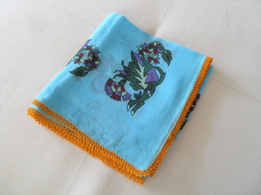 Vintage Scarf, Turquoise Blue Scarf, Turkish Anatolian Traditional Scarf, Turkish Scarf, Cotton Scarf